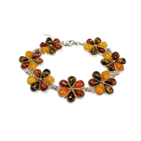 Браслет из серебра с натуральным янтарем