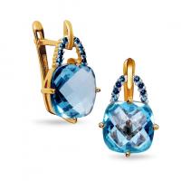 Серьги из красного золота с топазами и шпинелью