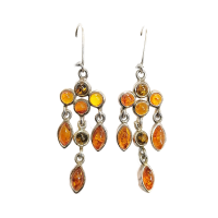 Серьги из серебра с натуральным янтарем