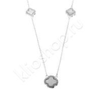 Колье из серебра с перламутром и фианитами