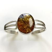 Браслет из серебра с натуральным янтарем