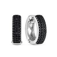 Серьги из серебра с натуральной черной шпинелью