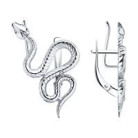 Серьги каффы Змеи из серебра без вставок