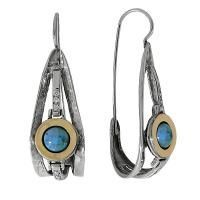 Серьги из серебра с бирюзой, цирконом и золотом DEN'O (Израиль)