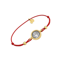 Браслет Николай Чудотворец из серебра с позолотой и шелковой нитью