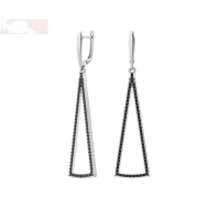 Серьги из серебра с черными фианитами