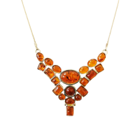 Колье из серебра с натуральным янтарем