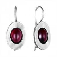 Серьги из серебра с натуральным гранатом