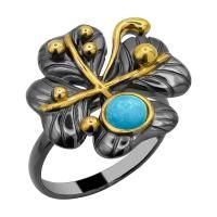 Кольцо из комбинированного серебра с бирюзой