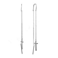 Серьги продевки из серебра с крестиками