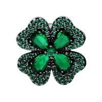 Подвеска-бегунок Четырехлистный клевер из серебра с фианитами