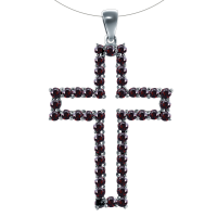 Подвеска-крест из серебра с натуральным гранатом