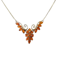 Колье из серебра с натуральным янтарем