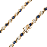 Браслет из красного золота с сапфирами и бриллиантами