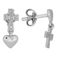 Серьги-пусеты из серебра с фианитами