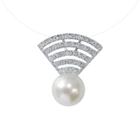 Подвеска из серебра с натуральным культивированным жемчугом и фианитами