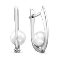 Серебряные серьги с имитацией жемчуга