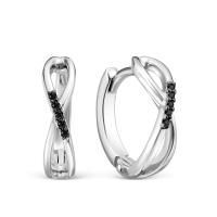 Серьги из серебра с черными фианитами