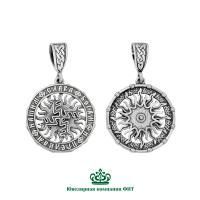 Подвеска Славянский денежный магнит из черненого серебра без вставок