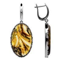 Серьги из серебра с натуральным янтарем