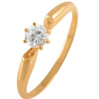 Помолвочное кольцо из красного золота с кристаллом Сваровски