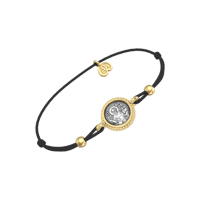 Браслет "Святые образы" (Св.Николай Чудотворец) из серебра с черной шелковой нитью