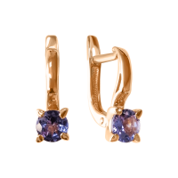 Серьги из красного золота с танзанитами