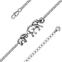 Браслет Слоны из черненого серебра без вставок