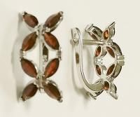 Серьги из серебра с натуральным гранатом
