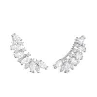 Серьги каффы из серебра с фианитами