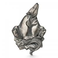 Серебряная брошь Белый медведь