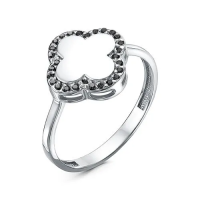 Кольцо из серебра с черными фианитами