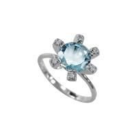 Кольцо из серебра с топазом и фианитами