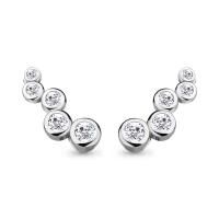 Серьги каффы из серебра с фианитами