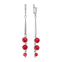 Серьги из серебра с натуральным кораллом