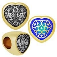 Бусина «ПТИЦЫ НЕБЕСНЫЕ» из серебра с позолотой и эмалью