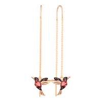 Серьги протяжки из позолоченного серебра с фианитами