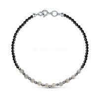 Браслет из серебра с лабрадоритом и шпинелью