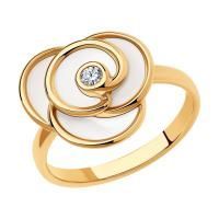 Кольцо из серебра с эмалью и фианитом