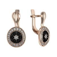 Серьги из золоченого серебра с бриллиантами и черной шпинелью