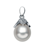 Подвеска из серебра с натуральным жемчугом и фианитами