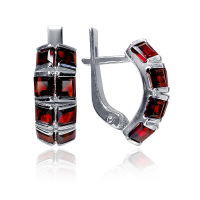 Серьги из серебра с натуральным гранатом