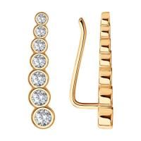 Серьги-зажимы (каффы) из сербра с позолотой и фианитами (SOKOLOV)