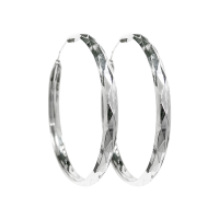 Серьги конго из серебра с алмазной гранью без вставок