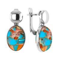 Серьги из серебра с устричной бирюзой