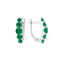 Серьги из серебра с зеленым агатом