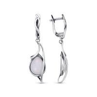 Серьги из черненого серебра с синтетическим опалом