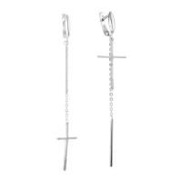 Серьги Кресты из серебра без вставок
