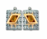 Серьги из серебра с янтарем и позолотой