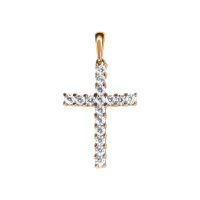 Подвеска крест из красного золота с фианитами